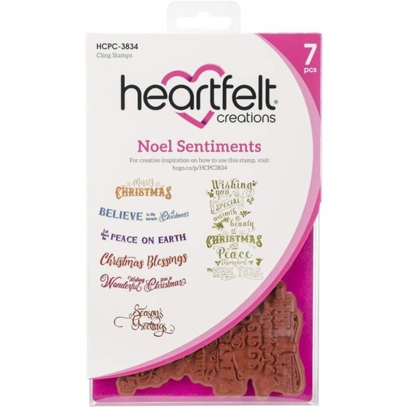 Heartfelt Creations Noel Sentiments Cling Stamp Set 7 Pc - HCPC-3834 - Picture 1 of 2